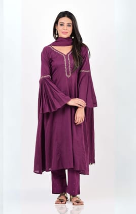 Purple Kalidar Kurta Set-S