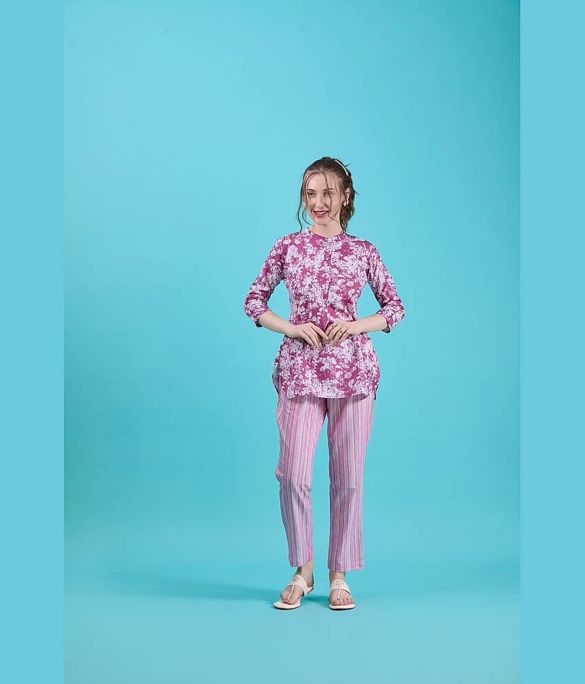 Amarasha Women Printed Top With Trousers Co-Ord Set ( Multicolor )