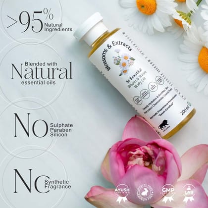 Blossoms & Extracts Be Beautiful Bloom & Shine Body Oil With Pink Lotus Extract, Chamomile Oil & Carrot Seed
