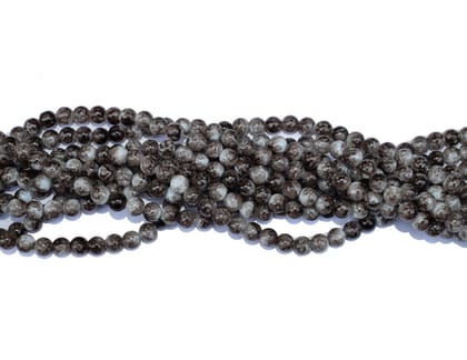 Gray & White Spherical Jade Glass Beads (8 MM) , JZ-007-1 String Approx 50 Pieces / 8 MM