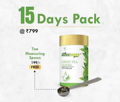 Freshville Green Tea Leaves Tin | Pure & Natural | Green Tea Loose Leaf Enriched With Anti-Oxidants | Premium Green Tea 50gm. 15 Day Pack