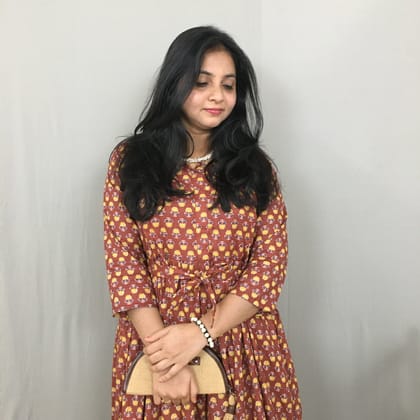 Red Yellow Blue Flower - Maternity Kurti with Feeding Zips-36 - 38 ( S - M )