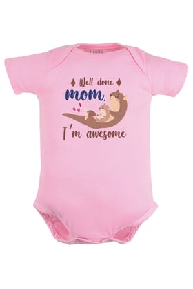 Well Done Mom I'm Awesome Baby Romper | Onesies-Pink / Baby Romper / 0-3 Months