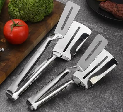 Kitchen Pizza Pasta Clip Clamp BBQ Salad Frying Turner Stainless Steel Food Bread Tong