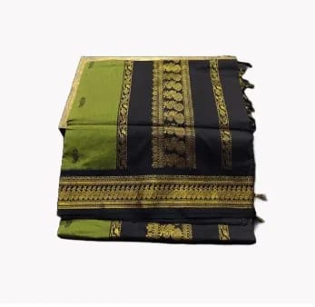 Paithani Silk Cotton Saree Green & Black