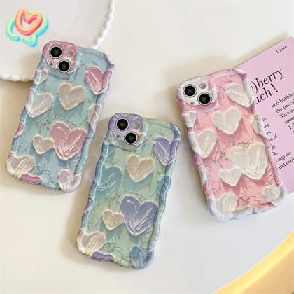 Pink Green Blue Hearts Laser Floral Flowers Holographic iPhone Soft Silicone Case-iPhone 14 Pro Max / Mint Blue With Pink White & Yellow Hearts