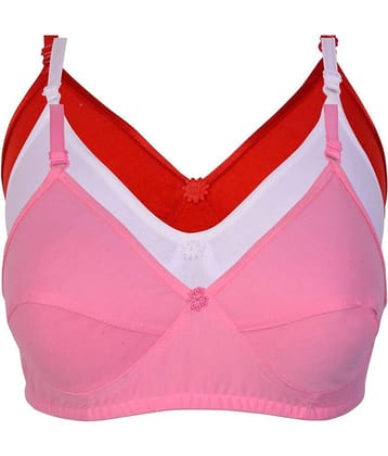 Kiran Enterprises Pack of 3 Cotton Non Padded Women's Minimizer Bra ( Pink )