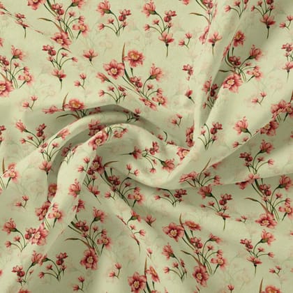 Beautiful Tiny Pink Chintz Digital Printed Fabric - Japan Satin