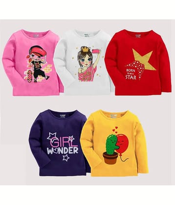 Kuchipoo Pack of 5 Girls Cotton Blend T-Shirt ( Multicolor4 )