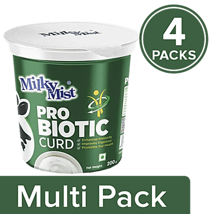 Milky Mist Probiotic Curd, 4x200 g Multipack