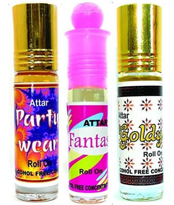 INDRA SUGANDH BHANDAR Attar PARTY WEAR, FANTASIA & GOLDY 6ml Rollon 3 Pc. Combo Pack