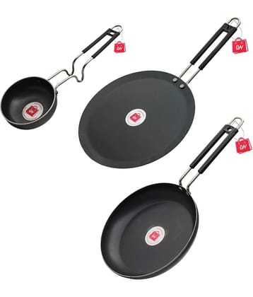 LAZYWINDOW Black Iron No Coating Cookware Sets ( Set of 3 )