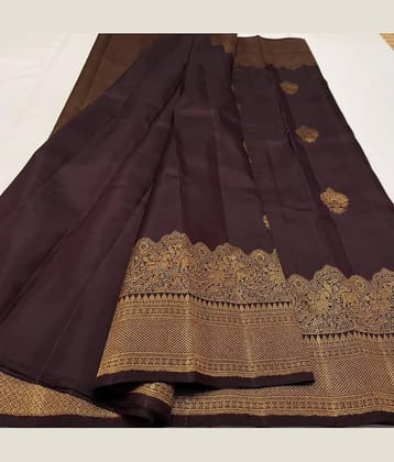 fab woven Art Silk Woven Design Banarasi saree With Unstitched Blouse Piece ( Coffee )