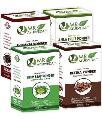 MR Ayurveda Shikakai, Amla, Neem & Reetha Powder Hair Scalp Treatment 400 g Pack of 4