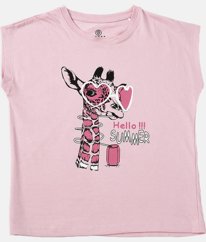 CODEZ Pack of 1 Girls Cotton Blend T-Shirt ( Pink )