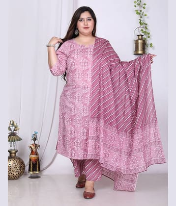Swasti Cotton Printed Kurti With Palazzo Women's Stitched Salwar Suit - Purple ( Pack of 1 )