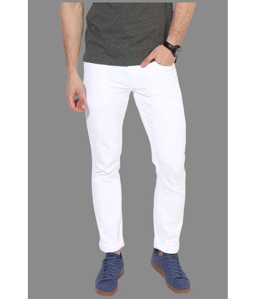 HALOGEN - White Cotton Blend Slim Fit Men's Jeans ( Pack of 1 )