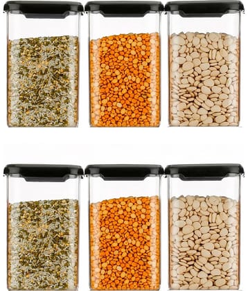 2Mech - 1100ML 6PC BLK Black Plastic Dal Container ( Set of 6 ) - 1100