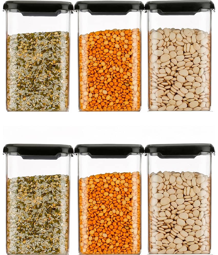 2Mech - 1100ML 6PC BLK Black Plastic Dal Container ( Set of 6 ) - 1100