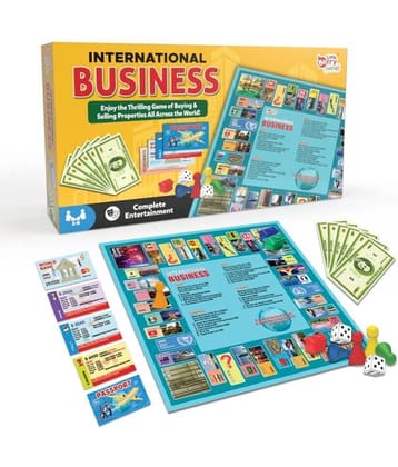 International Business Board Game for Kids & Adults - Business Game Set for Adults, Kids & Family - 14”x14” Foldable Game Board Big Size with & Property Cards - Fun Game Board Game Travelling Game Strategy Games for Boys, Girls