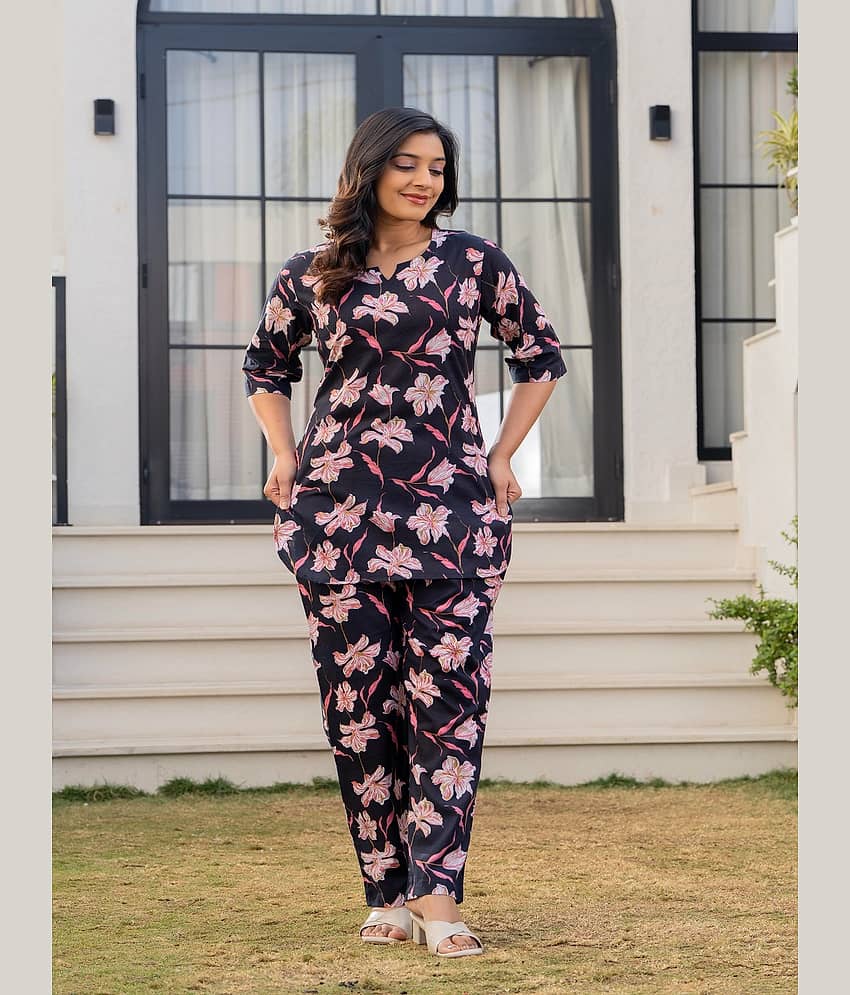 Nevisha Style Women Tunic With Trousers Co-Ord Set ( Blue )