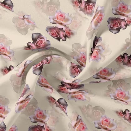 Cream Flower Weightless Printed Fabric
