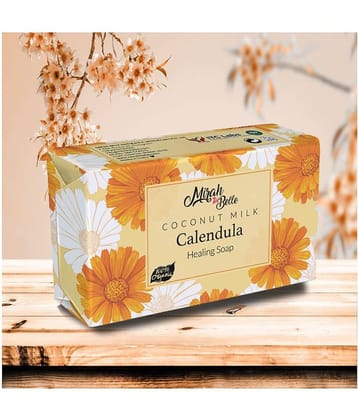 Mirah Belle - Organic Coconut Milk, Calendula Healing Soap 125gm -For Infection Prone Skin, Anti-Acne- Handmade Soap