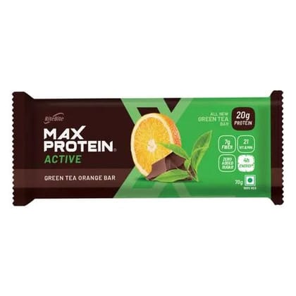 RiteBite Max Protein Active Green Tea Orange Bar, 70 gm