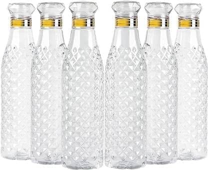 Crystal Clear Water Bottle For Fridge, Home Office Gym School | 1000Ml | Set Of 6 Pcs