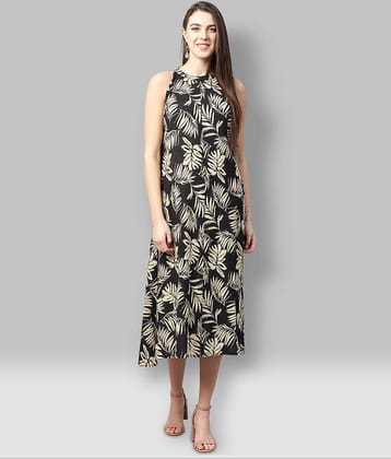 Yash Gallery Women Crepe A-line Dress ( Black )