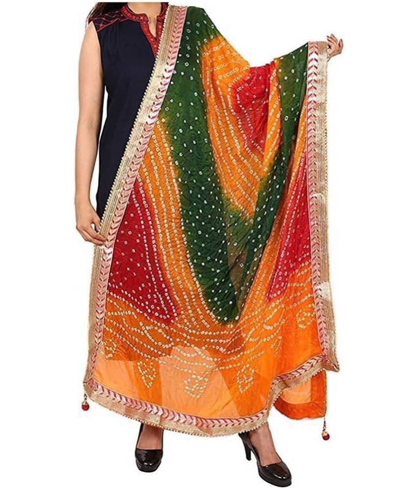 Raj Multicoloured Art Silk Bandhej Dupatta
