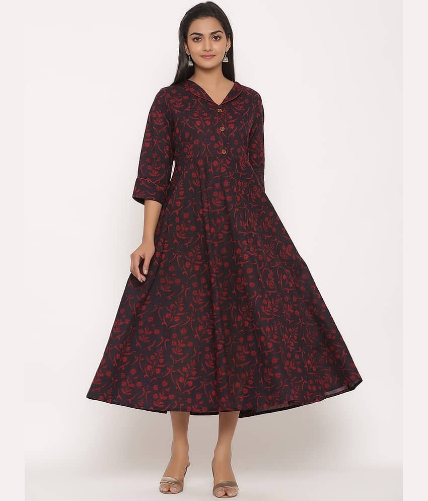 miravan Maroon Cotton Anarkali Kurti