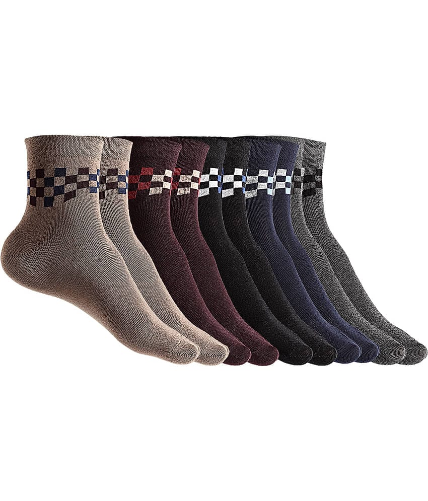 Texlon - Multicolor Cotton Men's Ankle Length Socks ( Pack of 5 )