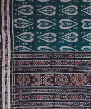 Green black colour handwoven cotton saree