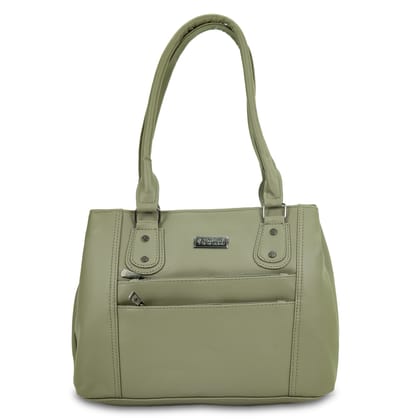 Jothi Duvera Premium Womens Handbag | 3-Compartment Synthetic Leather Tote | Tumbled Matte Finish | Water-Resistant | Soft Base | Olive Green