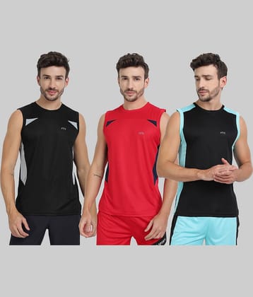 FTX Pack of 3 Polyester Gym Vest For Men ( Rough Red )