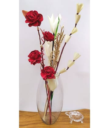 PUPRIWALL - Multicolor Rose Artificial Flowers Bunch ( Pack of 1 )