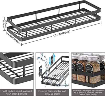 Craft Expertise Metal Spice Rack Organiser Wall Mounted, Hanging Seasoning Spice Rack Shelf Holder, Storage