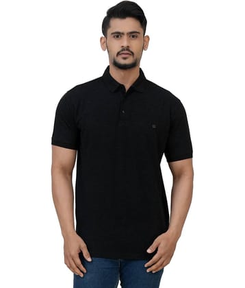 Cotstyle Pack of 1 Cotton Blend Regular Fit Solid Half Sleeves Men's Polo T Shirt ( Black )