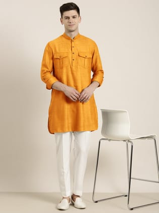 Mustard cotton Short Pathani-XL/44 / Only Pathani - No Lowers