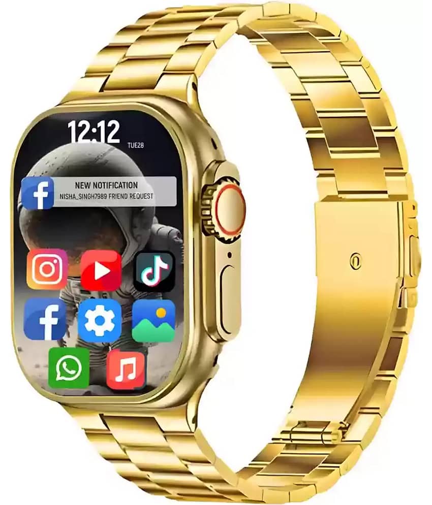 RD Kart AMOLED BT Calling Smart Watch with Strap Upto 1-2 days Backup ( Gold )
