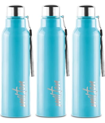 Milton Steel Fit 900 Insulated Inner Stainless Steel Water Bottle, Set of 3, 630 ml Each, Light Blue