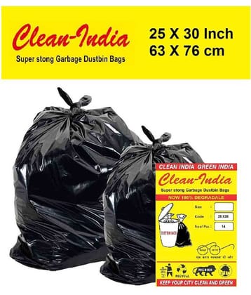 C-I Large 84 pcs - 25X30 Black Disposable Garbage Trash Waste Dustbin Bags of 63cm x 76cm | Pack of 6 X 14 pcs= total 84 pcs