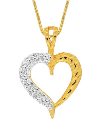 Spargz Designer Daily Wear Heart Brass Gold Cubic Zircon Pendant For Women AIP 019