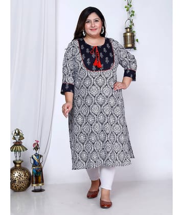 Avnii Cotton Printed Straight Women's Kurti - White ( Pack of 1 )
