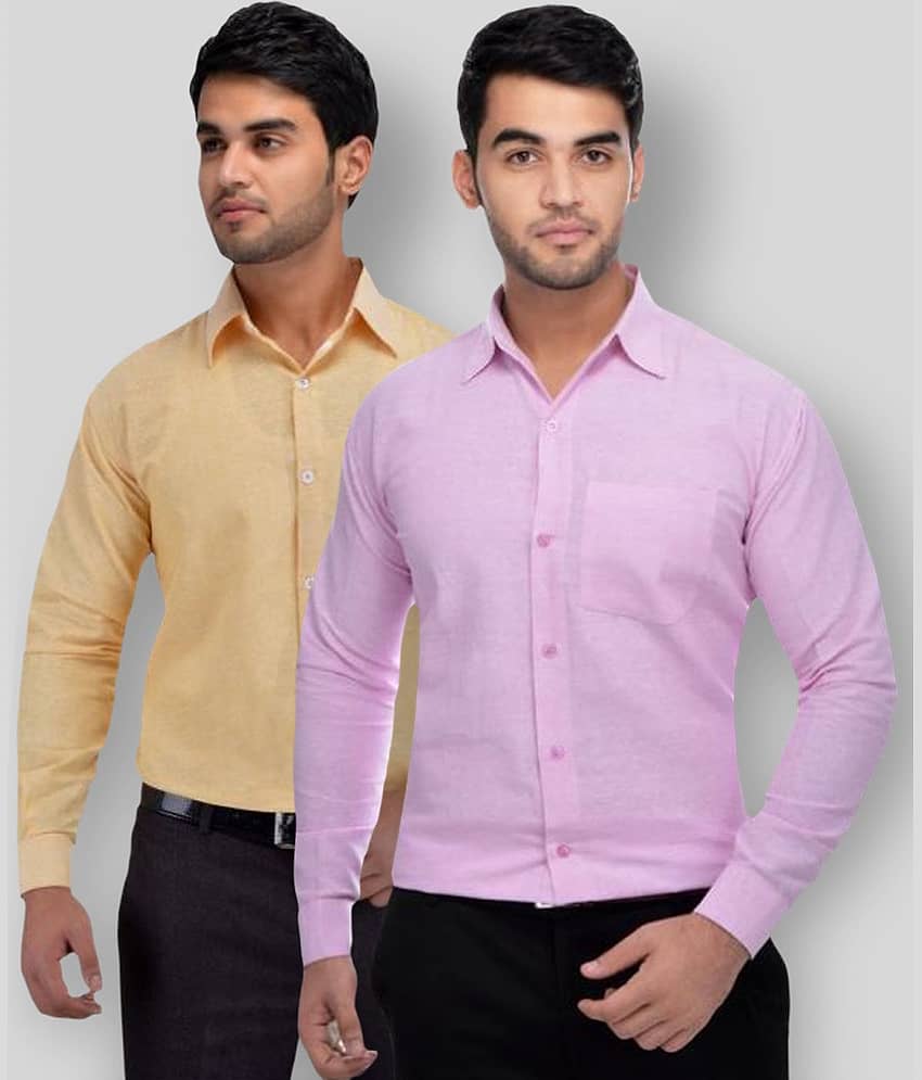 DESHBANDHU DBK - Multicolor Cotton Regular Fit Men's Formal Shirt (Pack of 2)
