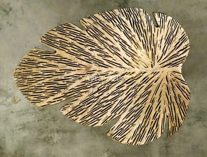 Brass Leaf Design Stool for Home decor - 15 Inch Height