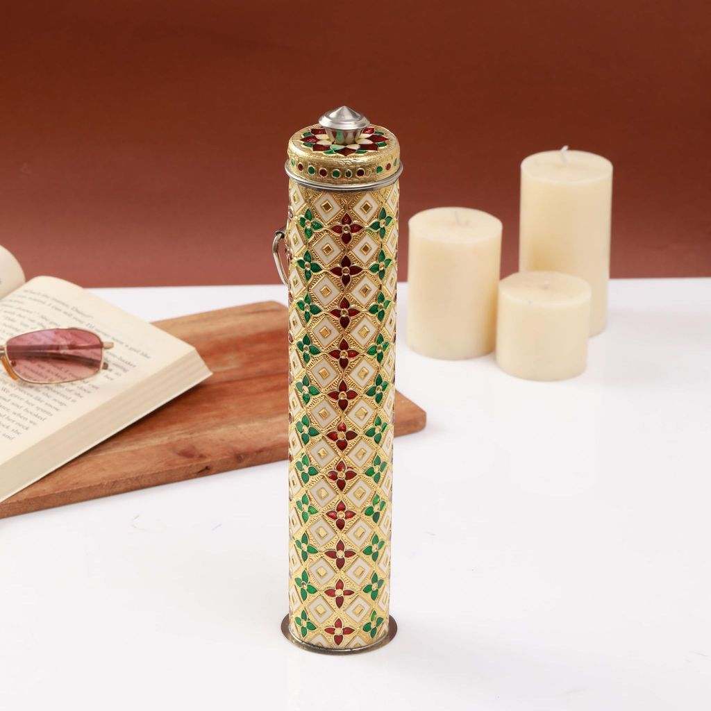 Sophisticated Home - - and - - Decor Navrang Meenakari Stainless Steel Agarbatti Storage Box Hol