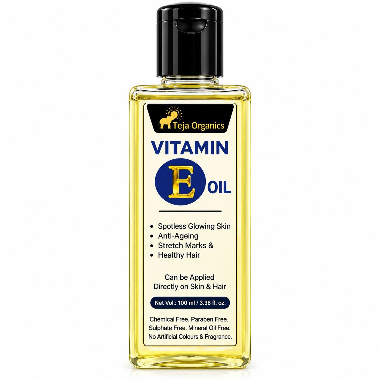 Vitamin E Oil (Diluted) 100ml | Skin & Hair Nourishing Oil | For Spotless Glowing Skin | Anti-Ageing | Stretch Marks | Healthy Hair