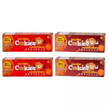 MilletnMinutes Pearl Millet (2 Packs) & Kodo Millet (2 Packs) – Combo of Gluten-Free, Fiber-Rich Whole Grains – Perfect for Everyday Healthy and Balanced Meals 100gm*4